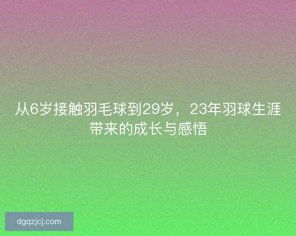 从6岁接触羽毛球到29岁，23年羽球生涯带来的成长与感悟