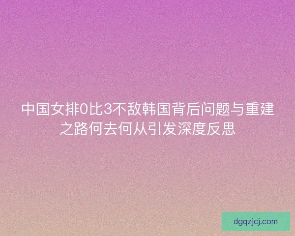 中国女排0比3不敌韩国背后问题与重建之路何去何从引发深度反思